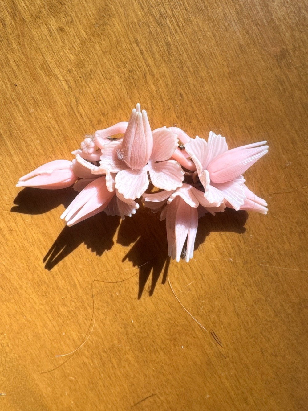 Vintage Catalan Pink Floral Resin Pin 1930’d- Women Accessories